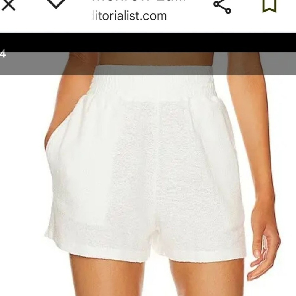 Monrow Easy Shorts Women's High‎ Waist Pull On Cream Ivory Shorts